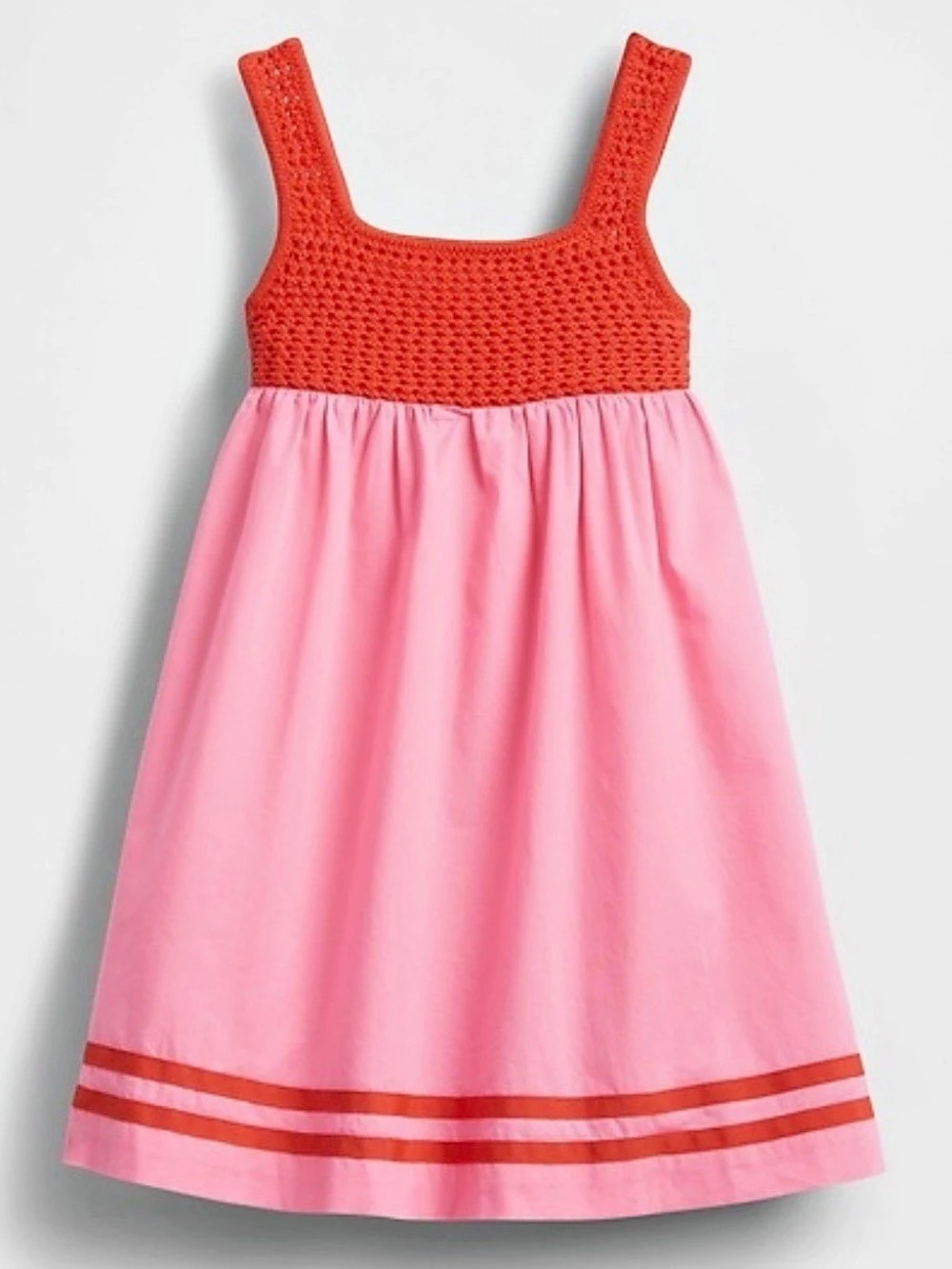 Gap Baby Crochet-Yoke Dress Pink & Sunset Orange